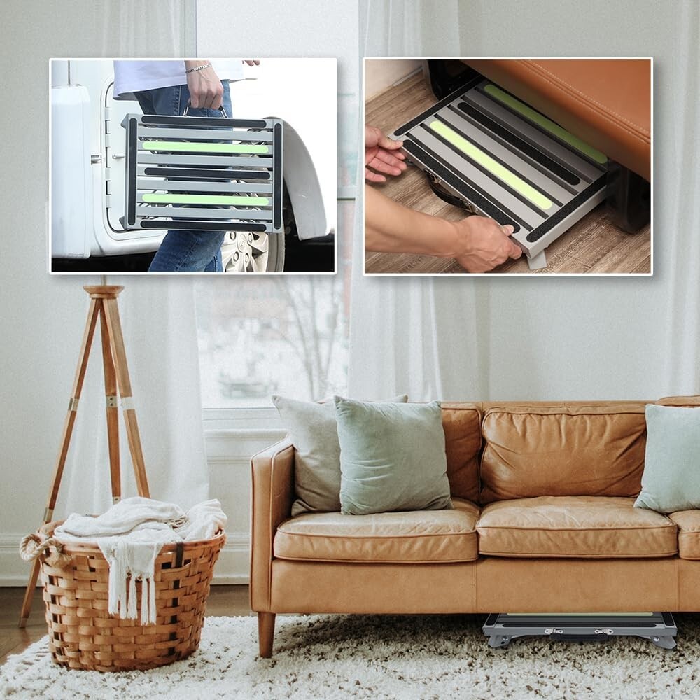 Heavy Duty Adjustable Folding RV Steps - Supports 1000 lbs with Anti-Slip Feet