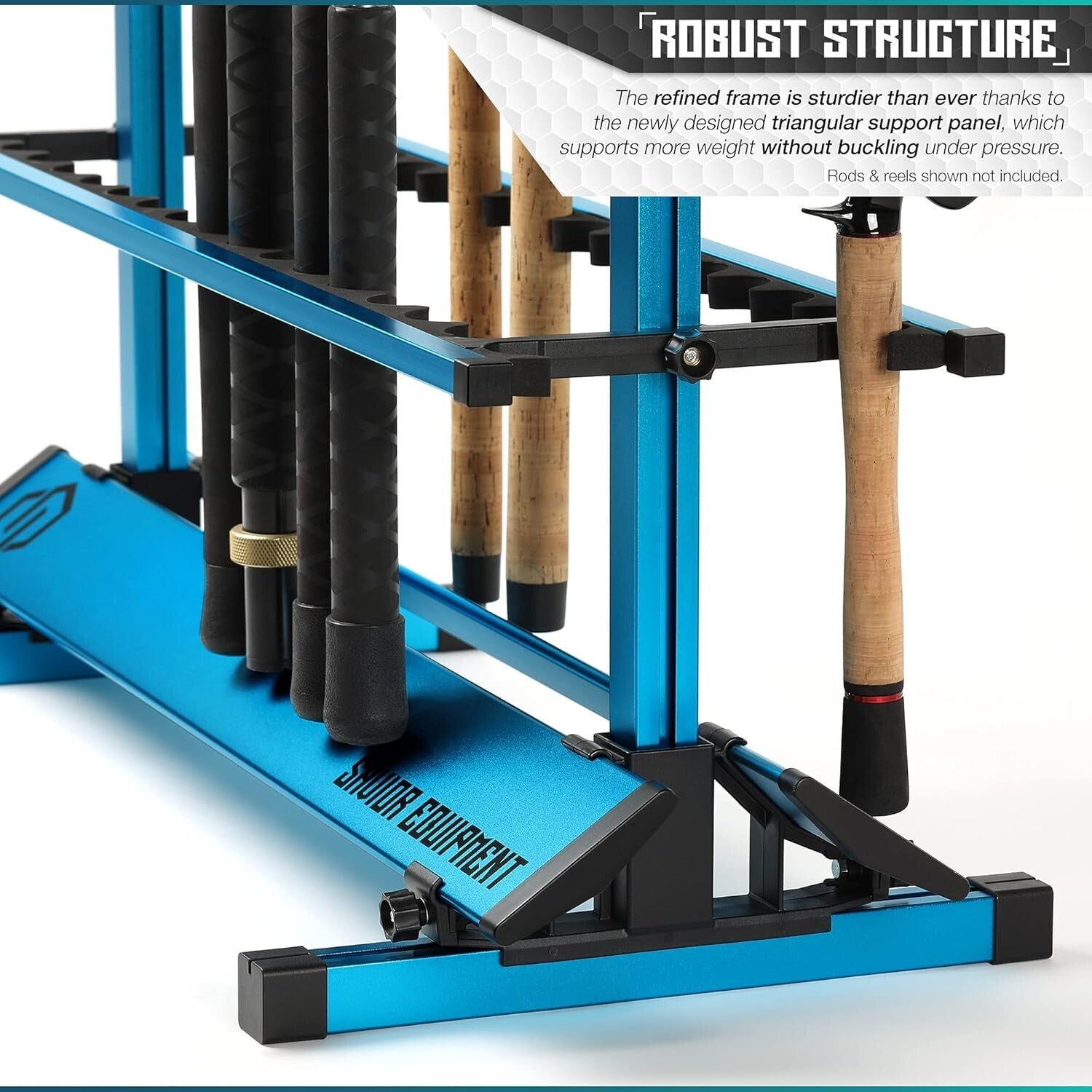 Premium 24-Slot Fishing Rod Rack - Easy Assembly Vertical Storage Solution