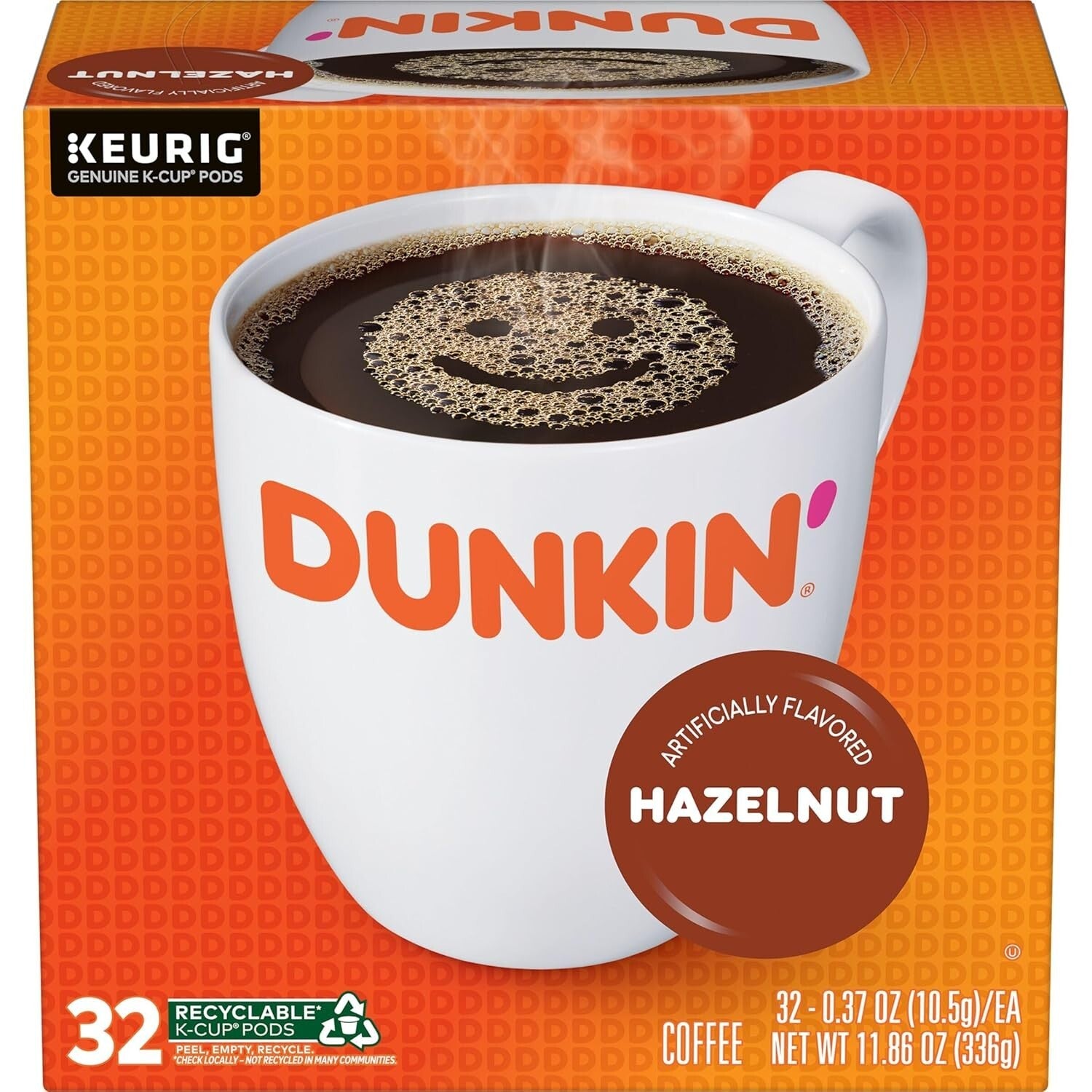 Dunkin Hazelnut Flavor K-Cup Pods, 128 Count for Effortless Coffee Indulgence