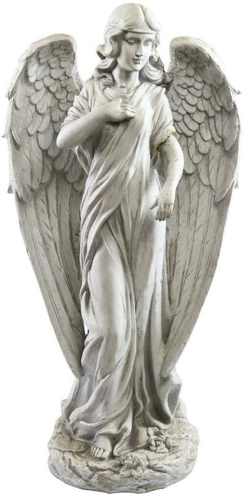 Elegant 31" Tall Angel Statue in Light Gray for Indoor/Outdoor Decor