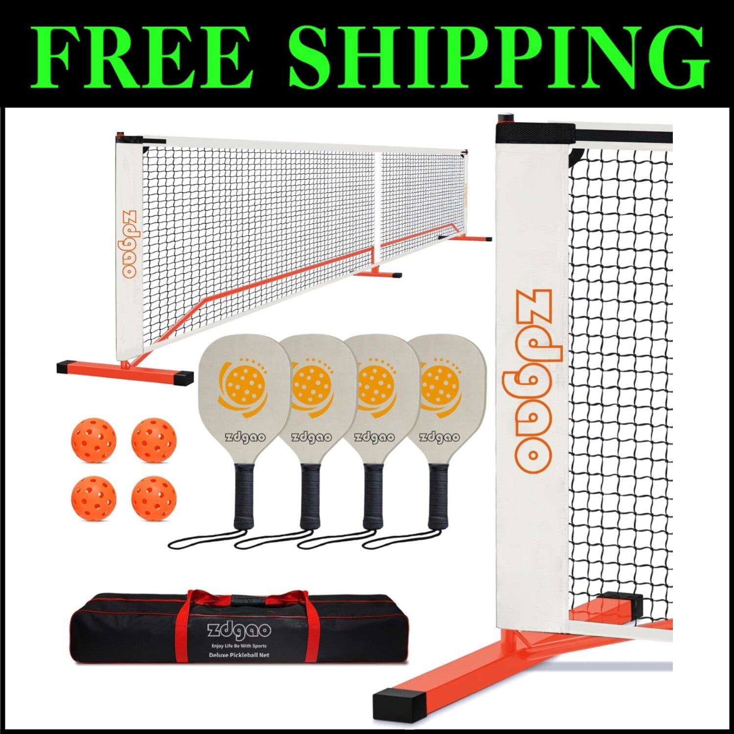 Complete 22FT Regulation Pickleball Set with Paddles & Carry Bag for Outdoor Fun