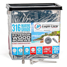 Load image into Gallery viewer, 316 Marine Grade Stainless Steel Wood Screws - 350 Pack for Coastal Projects