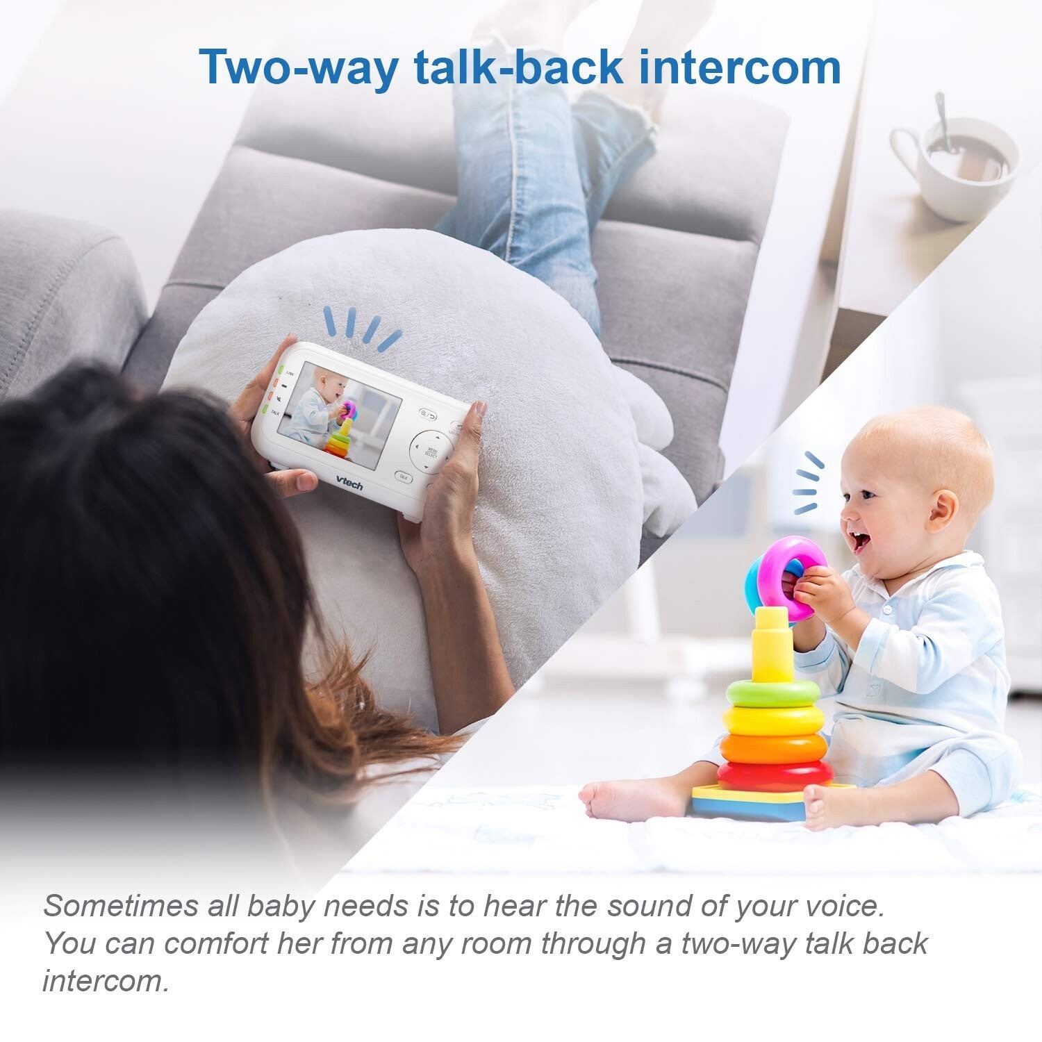Secure 5-Inch Baby Monitor with Dual Cameras, Glow Night Light & Soothing Sounds