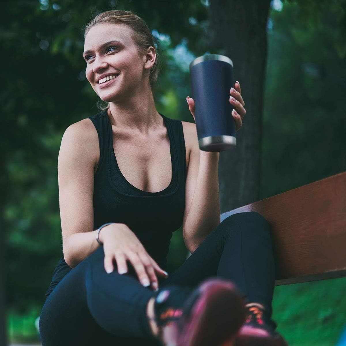 20oz Navy Travel Tumblers - 4-Pack Stainless Steel Insulated Cups for Hot & Cold