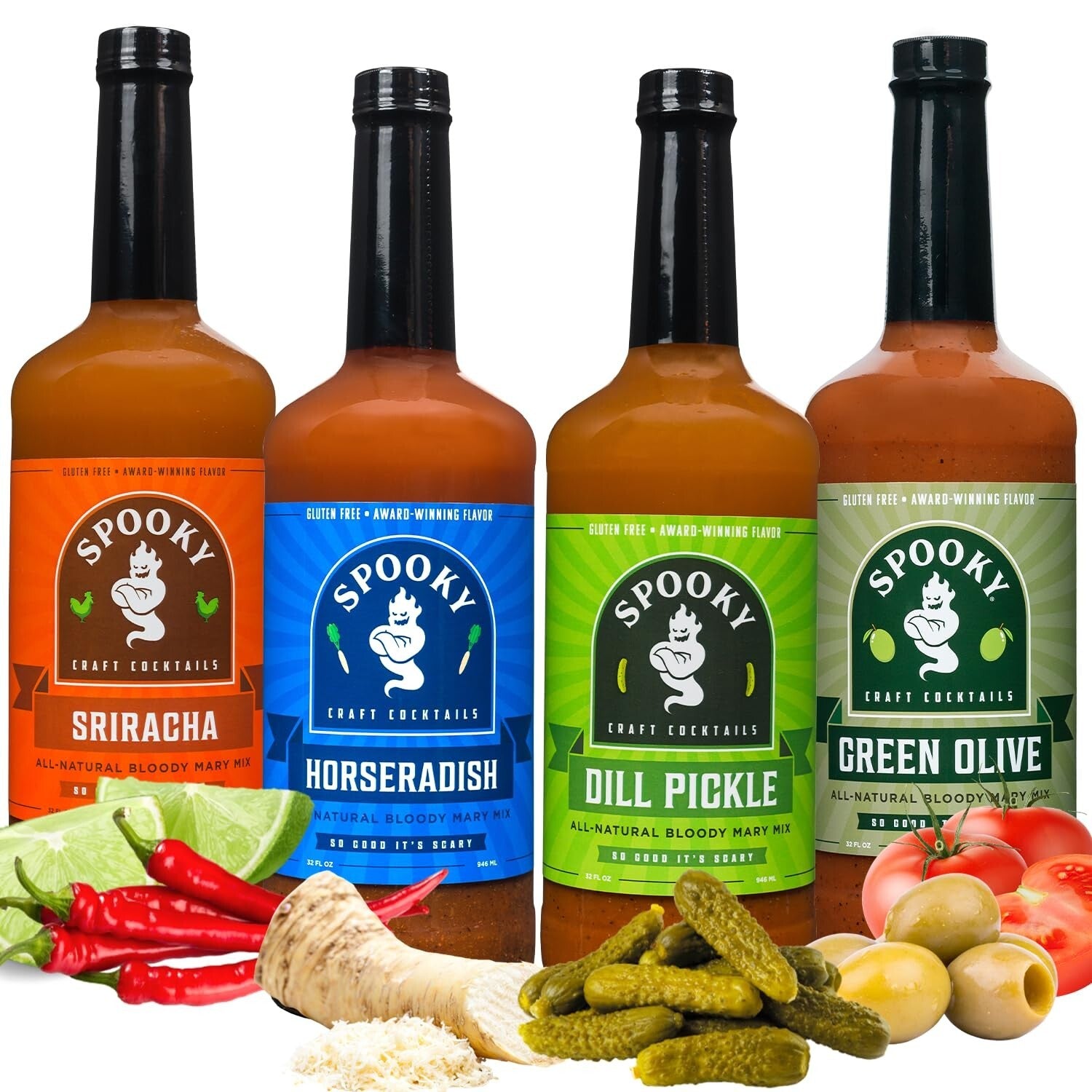 Bloody Mary Mix Variety Pack - Dill Pickle, Sriracha, Olive & Horseradish 32 Oz