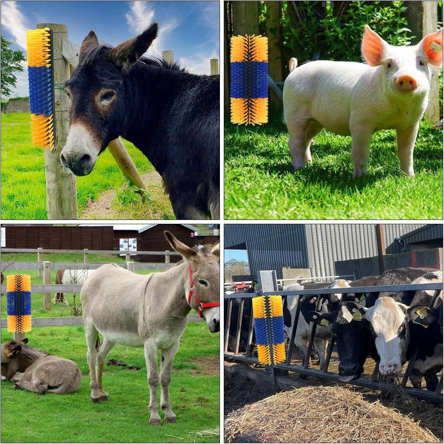 Ergonomic Livestock Scratching Brush with Soft Bristles - Ideal for Cows & Pigs