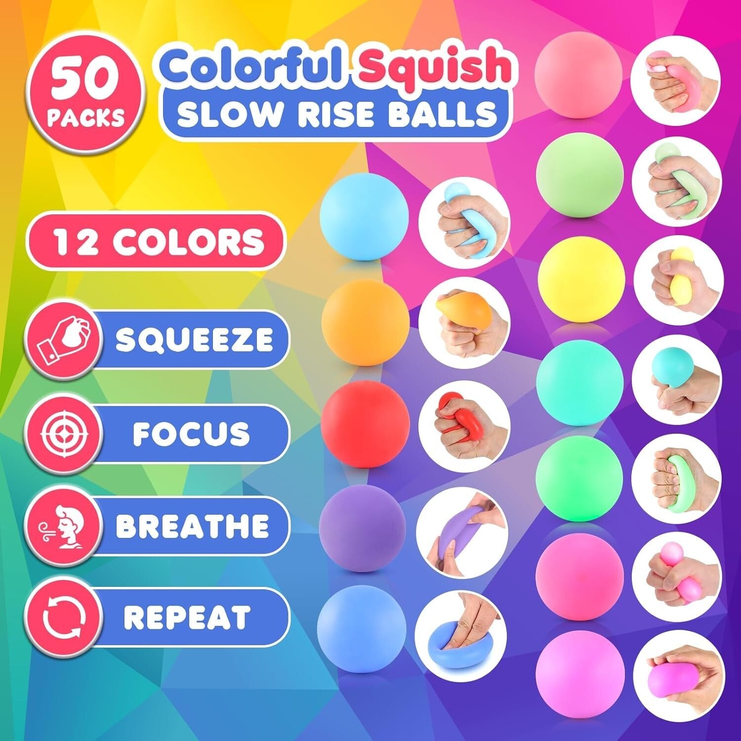 Durable 50 Pack Stretchy Stress Balls - Ideal for Anxiety Relief & Group Gifting
