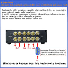 Load image into Gallery viewer, Premium 4-Way RCA Audio Switcher - 4 Inputs, 2 Outputs for Effortless Switching