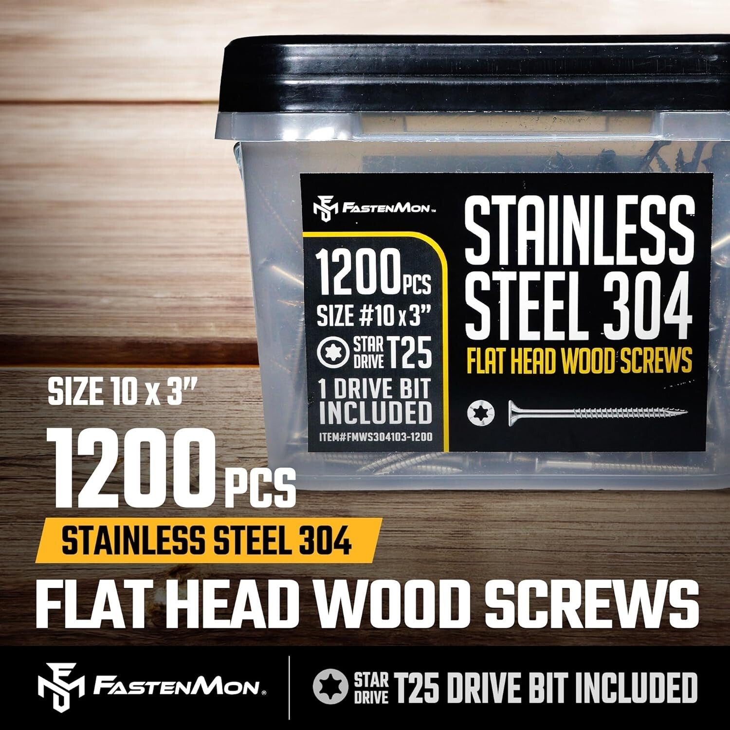 Bulk Pack of 1200 Flat Head Deck Screws - Corrosion-Resistant, Ideal for Wood