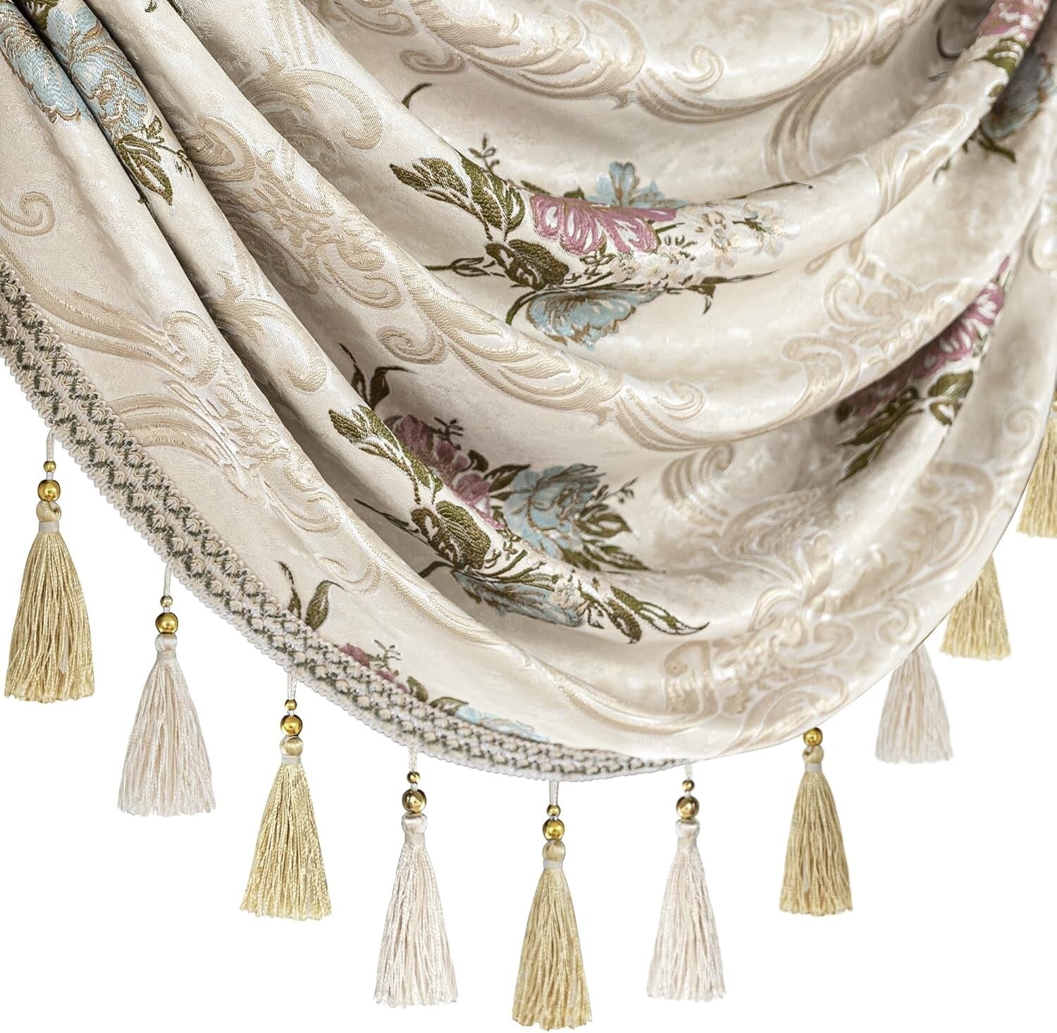 Classic Jacquard Swag Valance with Tassels - Perfect for Weddings & Holidays
