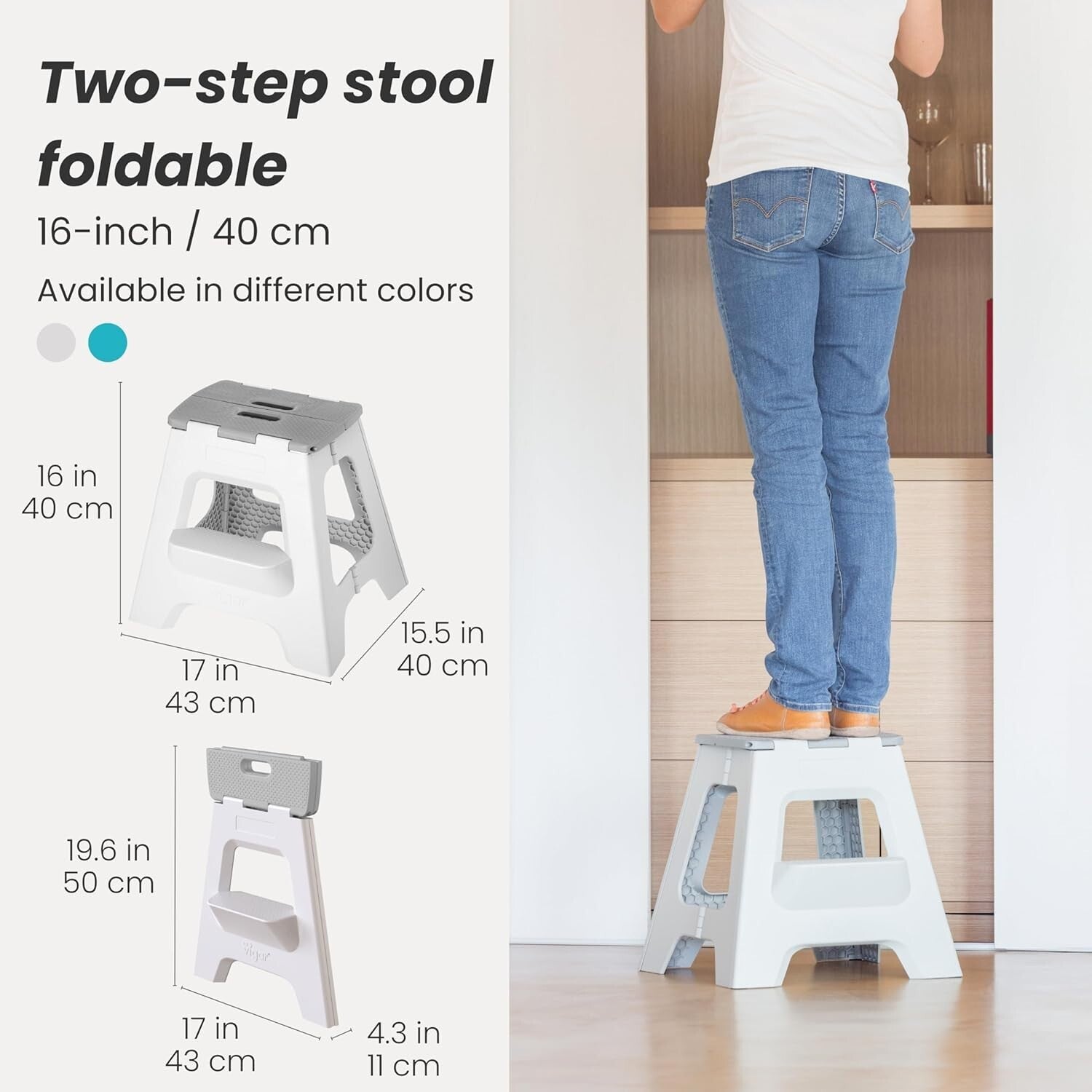 Versatile 2-Step Folding Stool for Home - Supports 330 Pounds Effortlessly