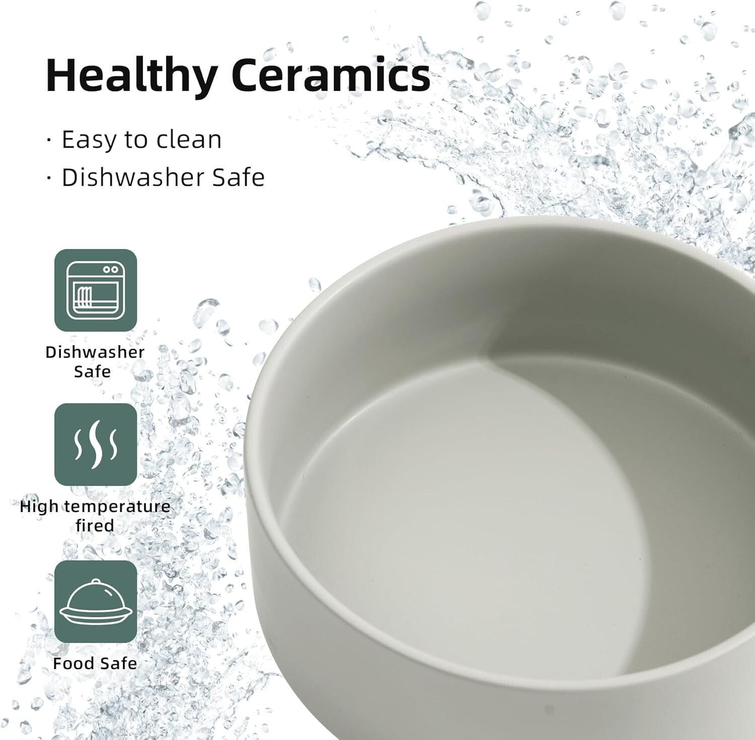 Modern Ceramic Double Dog Bowls with Stand - Healthy Design for Medium Breeds