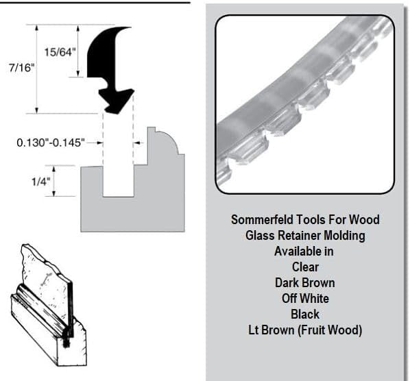 50 Feet of Clear Rubber Retainer for Woodworking Glass Doors - Noise Reduction