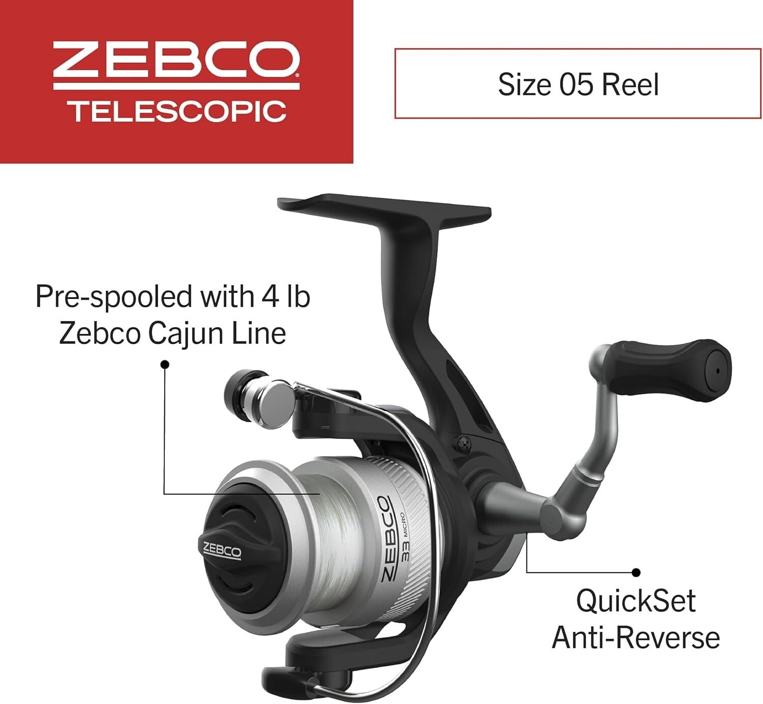 Compact Telescoping Fishing Combo: 33 Spinning Reel with 5ft Rod for All Anglers