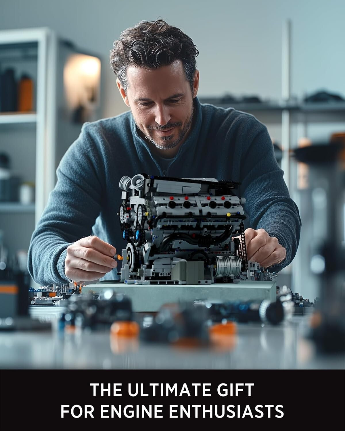 Exclusive V8 Engine Model Kit - Educational 2725 PCS Mechanical Toy for Adults