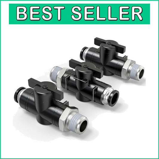 1/4" Tube OD x 1/8" NPT Thread Ball Valve - 145 PSI Air Flow Control (5 Pack)