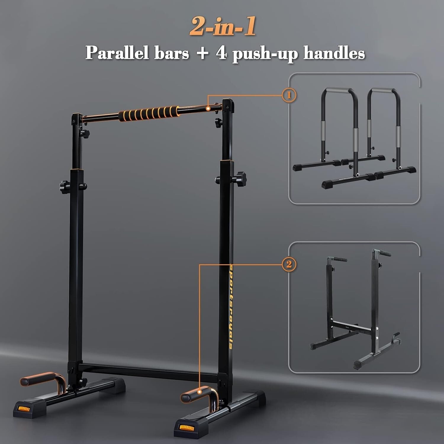 Compact Adjustable Dip Bars with Lifetime Service - Ideal for Home Workouts