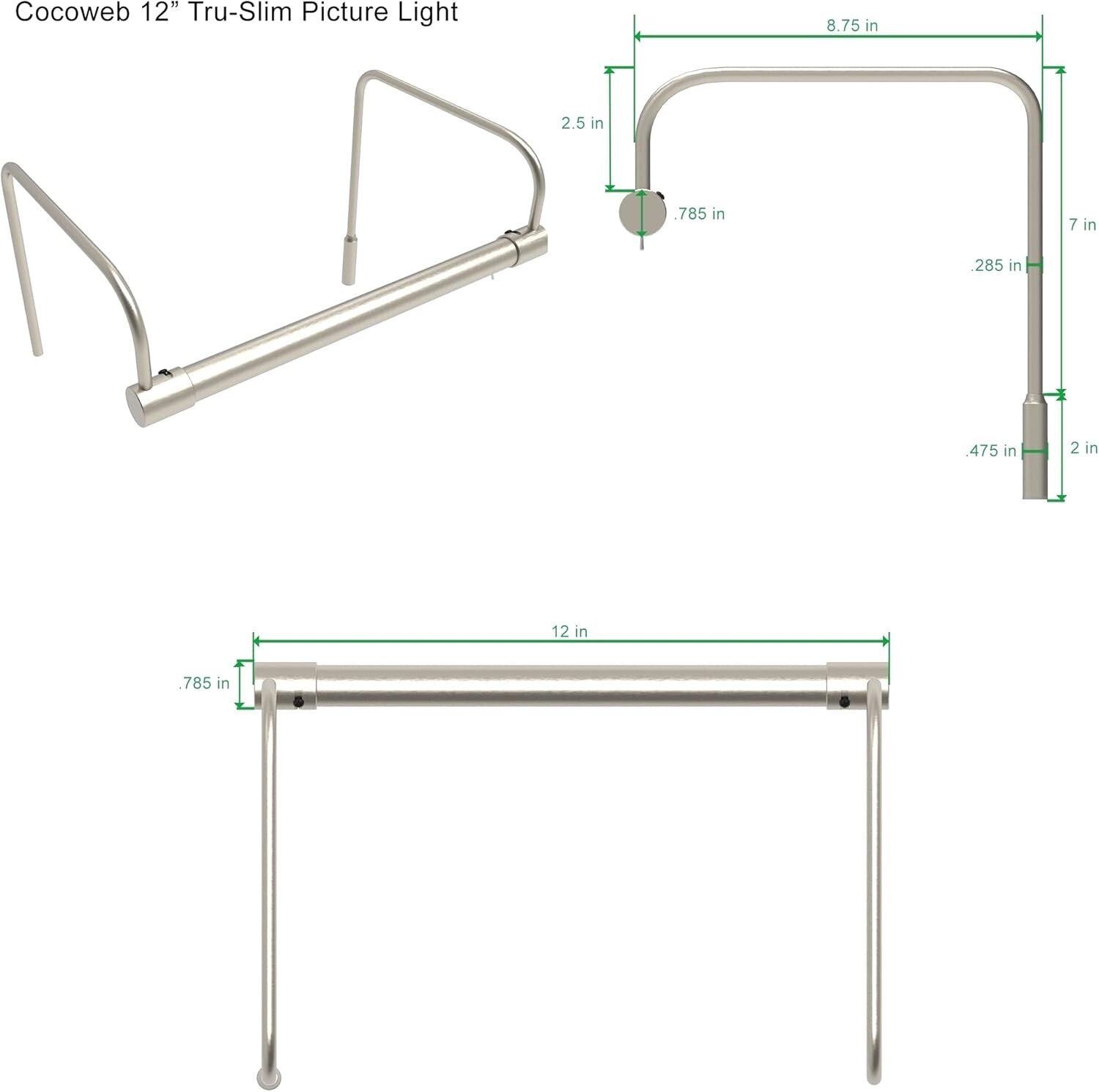 12-Inch Slimline Picture Light with Toggle Switch - Warm White LED Illumination