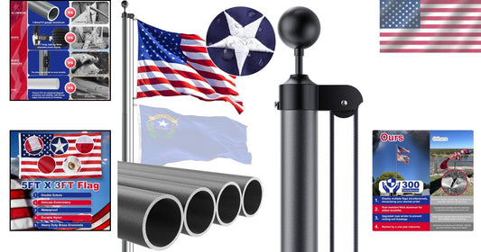 Commercial Grade 25FT Flag Pole Kit - 13 Gauge Aluminum with Embroidered Flag