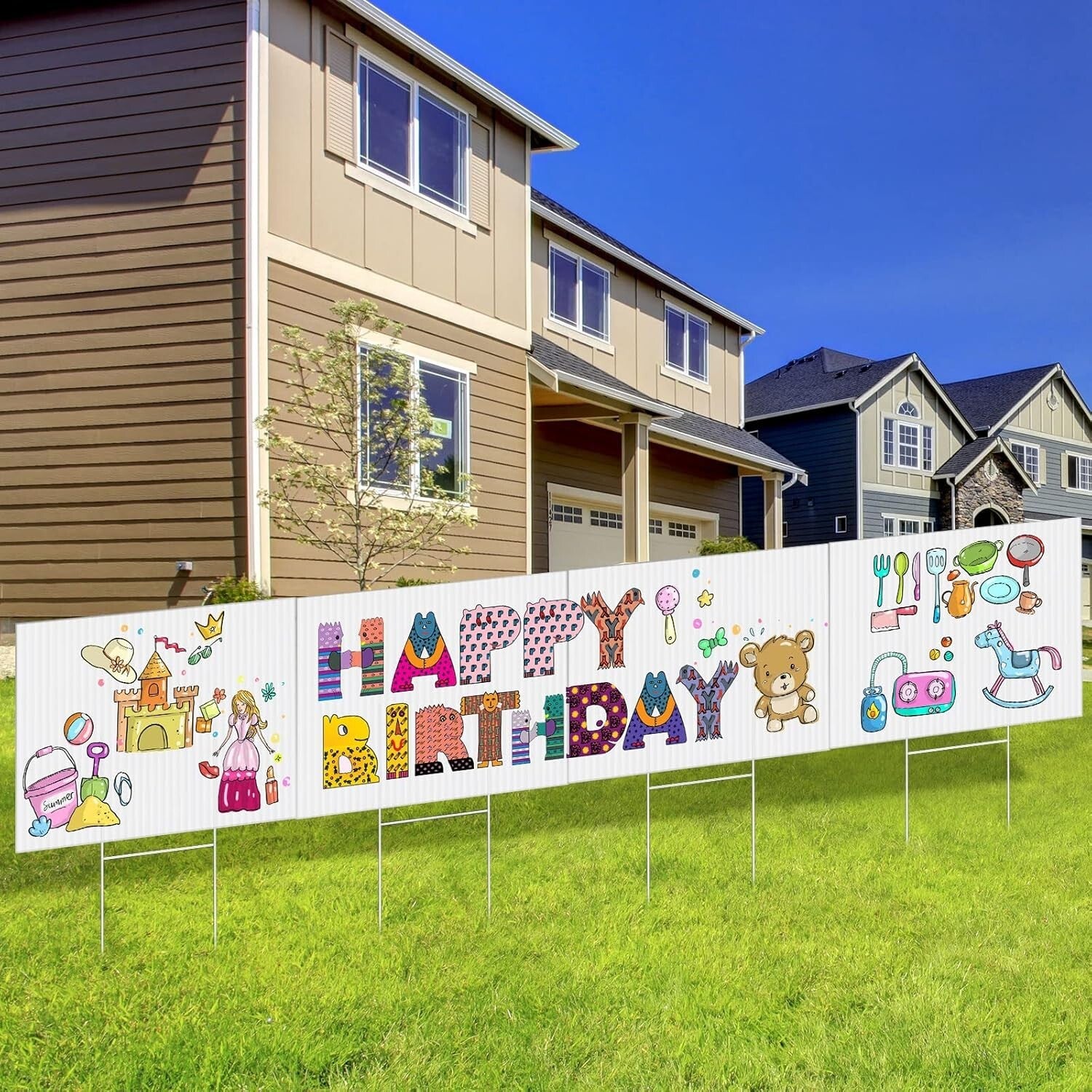 Customizable Double-Sided Lawn Signs with Metal Stakes - 20 Pack, 16x12 Inches