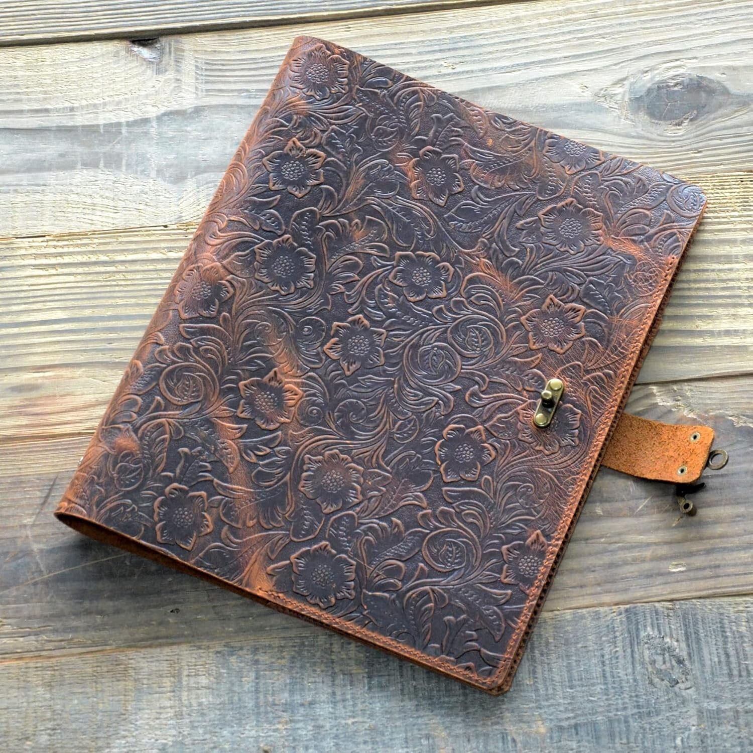 High-Quality Leather A4 Portfolio with Removable 4-Ring Binder – Ideal for Work