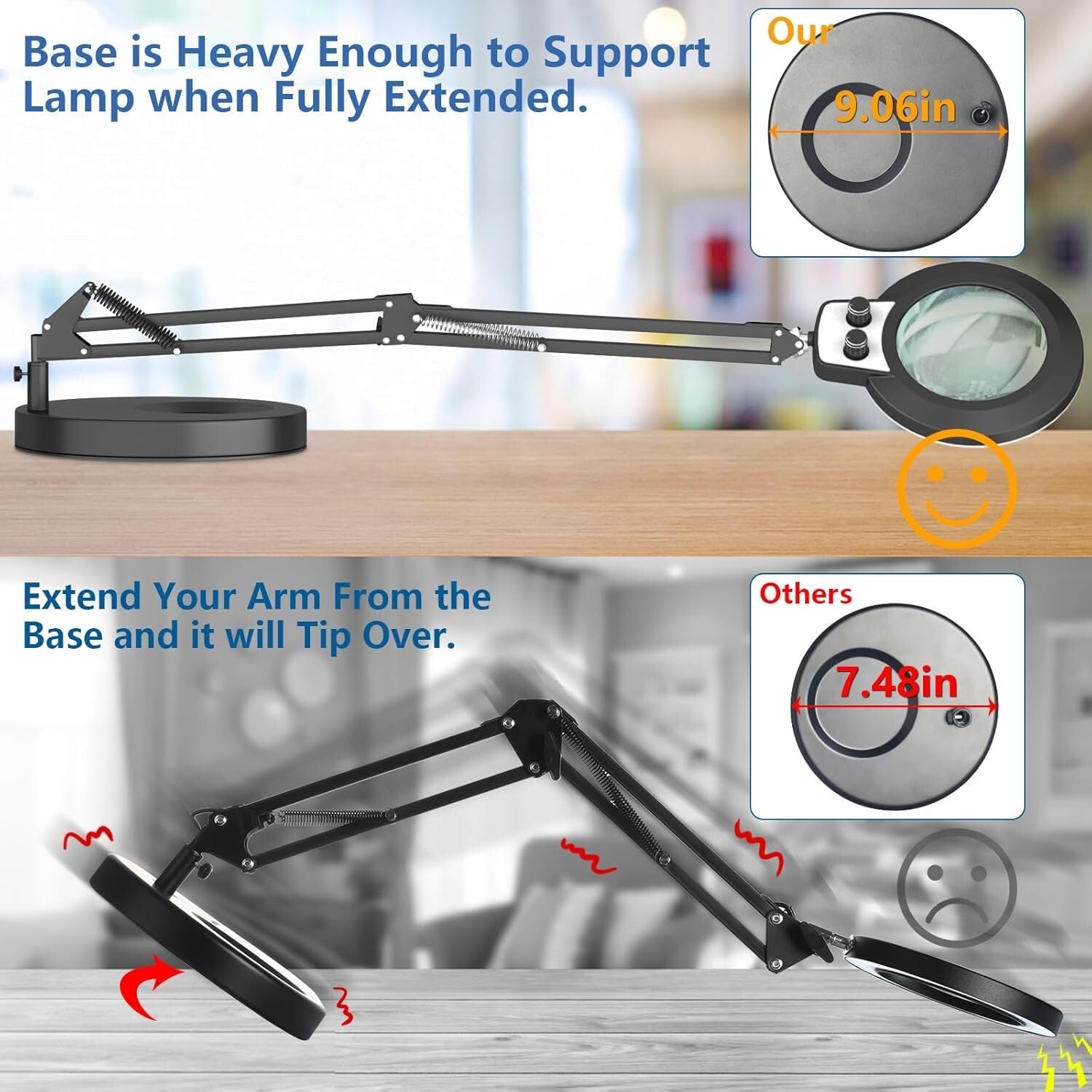 12X Hands-Free Magnifying Lamp with Adjustable LED Light for Crafts and Reading