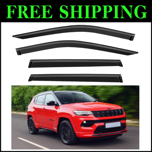 Easy Install Out-Channel Rain Guards for 2017-2025 Jeep Compass - Smoked Finish