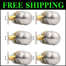 Load image into Gallery viewer, Elegant Brushed Nickel Round Door Knobs – 6 Pack Passage Handles for Interiors