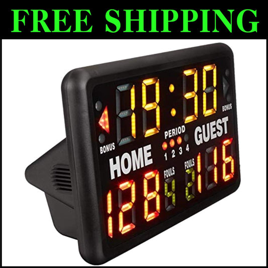 Compact Digital Indoor Timer & Scoreboard for Basketball and More - 24" x 16"