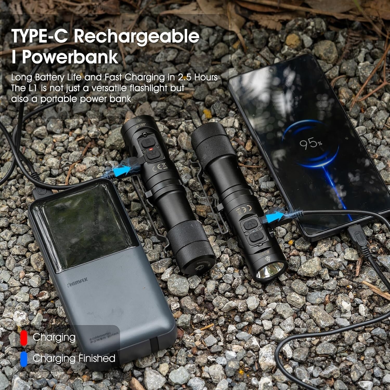 2000 Lumen Rechargeable Tactical Flashlight with Magnetic Base & IP68 Waterproof