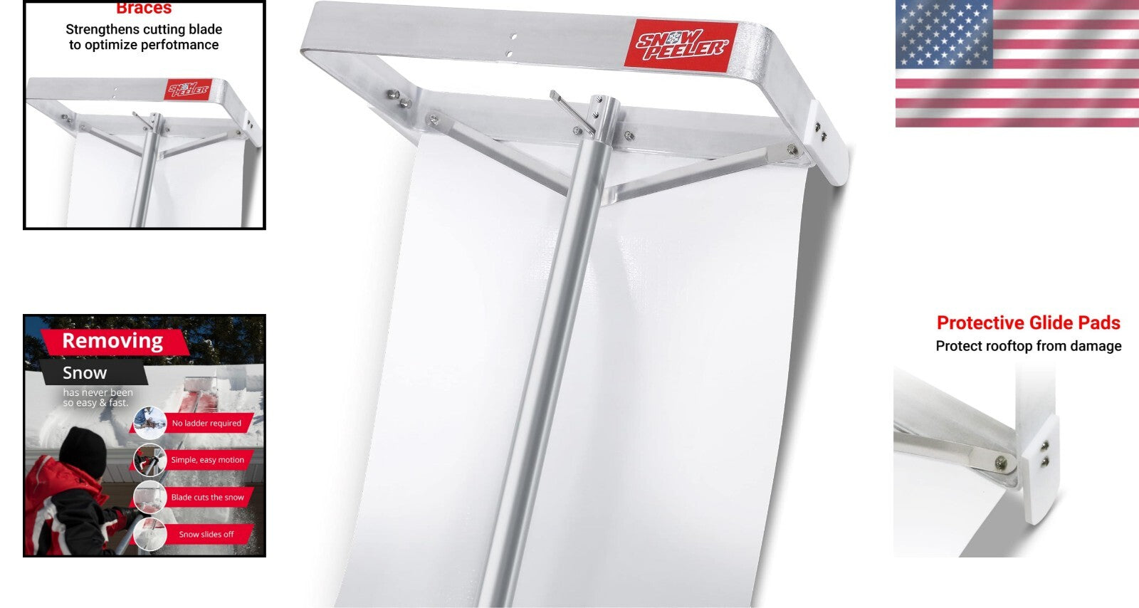 Durable Aluminum Roof Rake - 20 ft Snow Removal Tool for Efficient Clearing