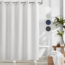 Load image into Gallery viewer, Elegant White Waffle Weave Shower Curtain Set - Machine Washable &amp; No Hooks