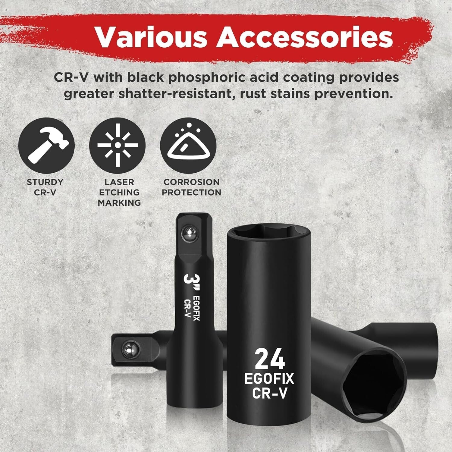 29-Piece Chrome Vanadium 1/2" Socket Set with Extensions for Home & Garage