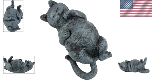 Charming Feline Sculpture - Hand-Finished Cat Figurine for Indoor/Outdoor Spaces