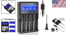 Load image into Gallery viewer, Lightweight 4 Bay Universal Battery Charger - Fast Charging &amp; Safety Certified