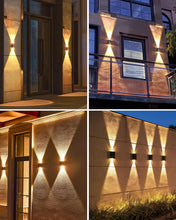 Load image into Gallery viewer, Solar Powered Outdoor Wall Sconce Lights with Upward/Downward Lighting - 4 Pack