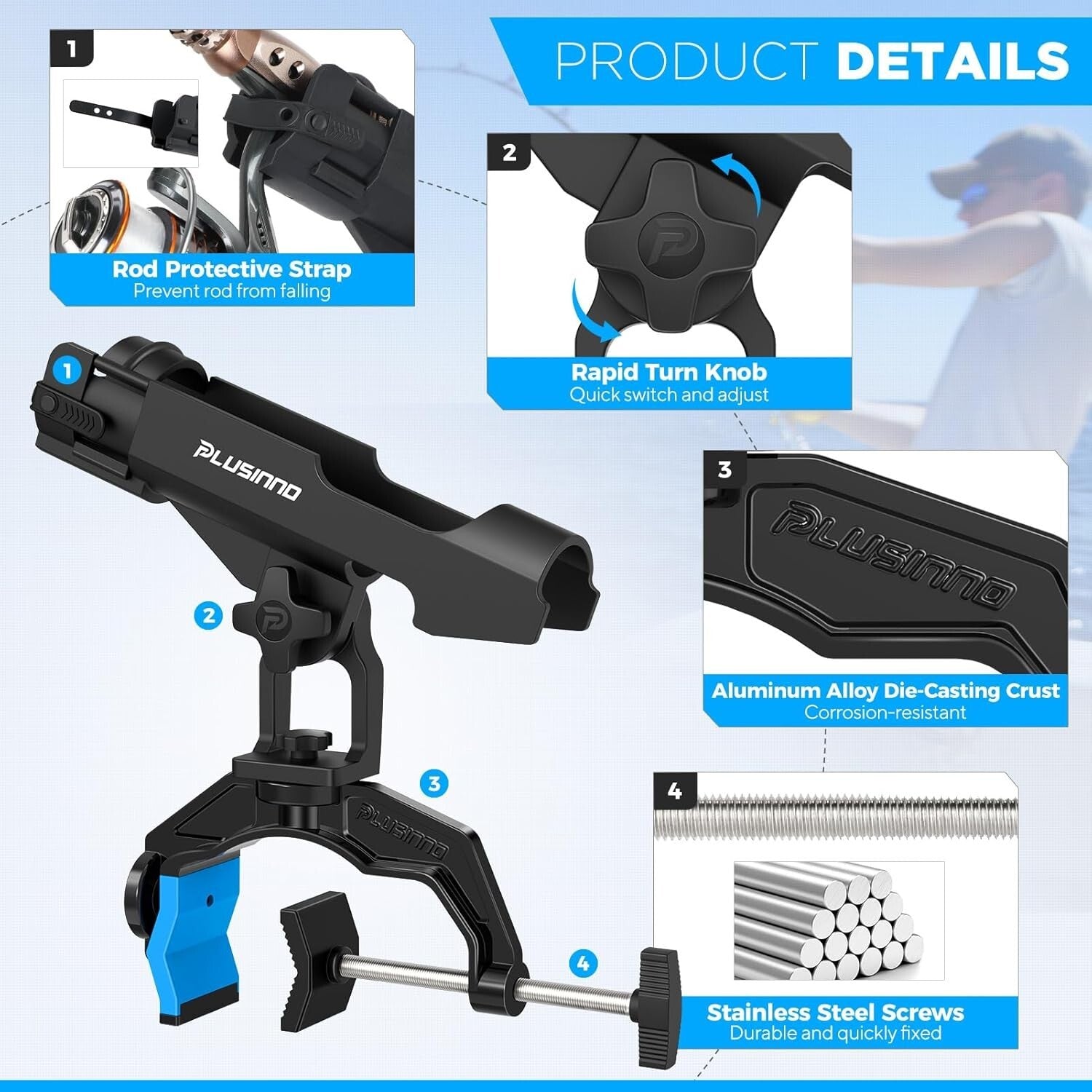 Durable Fishing Rod Holder Set for Boats - Perfect Fishing Gifts for Men