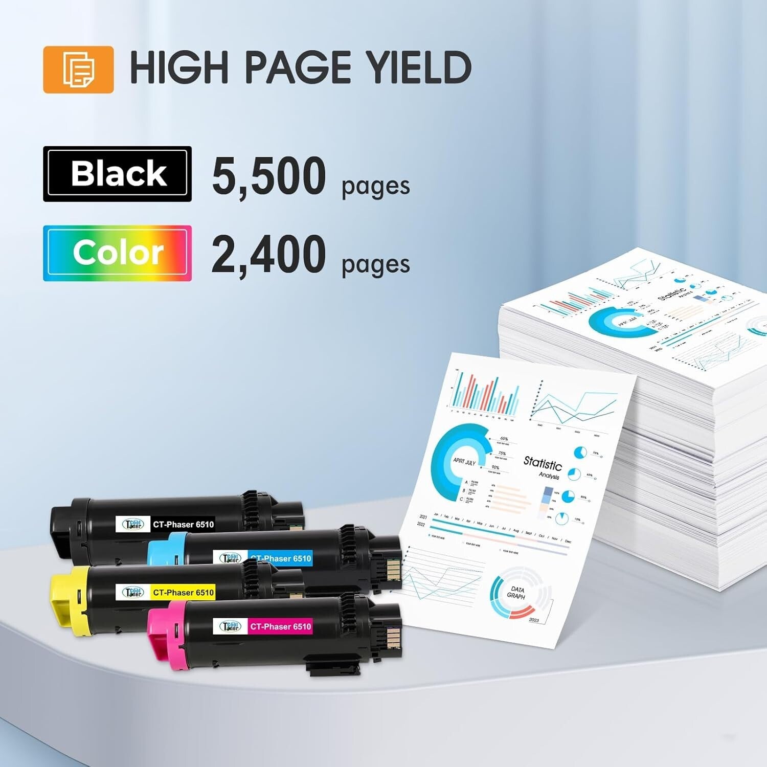 Xerox Compatible 4-Pack High Capacity Toner Cartridges for Phaser 6510/6515