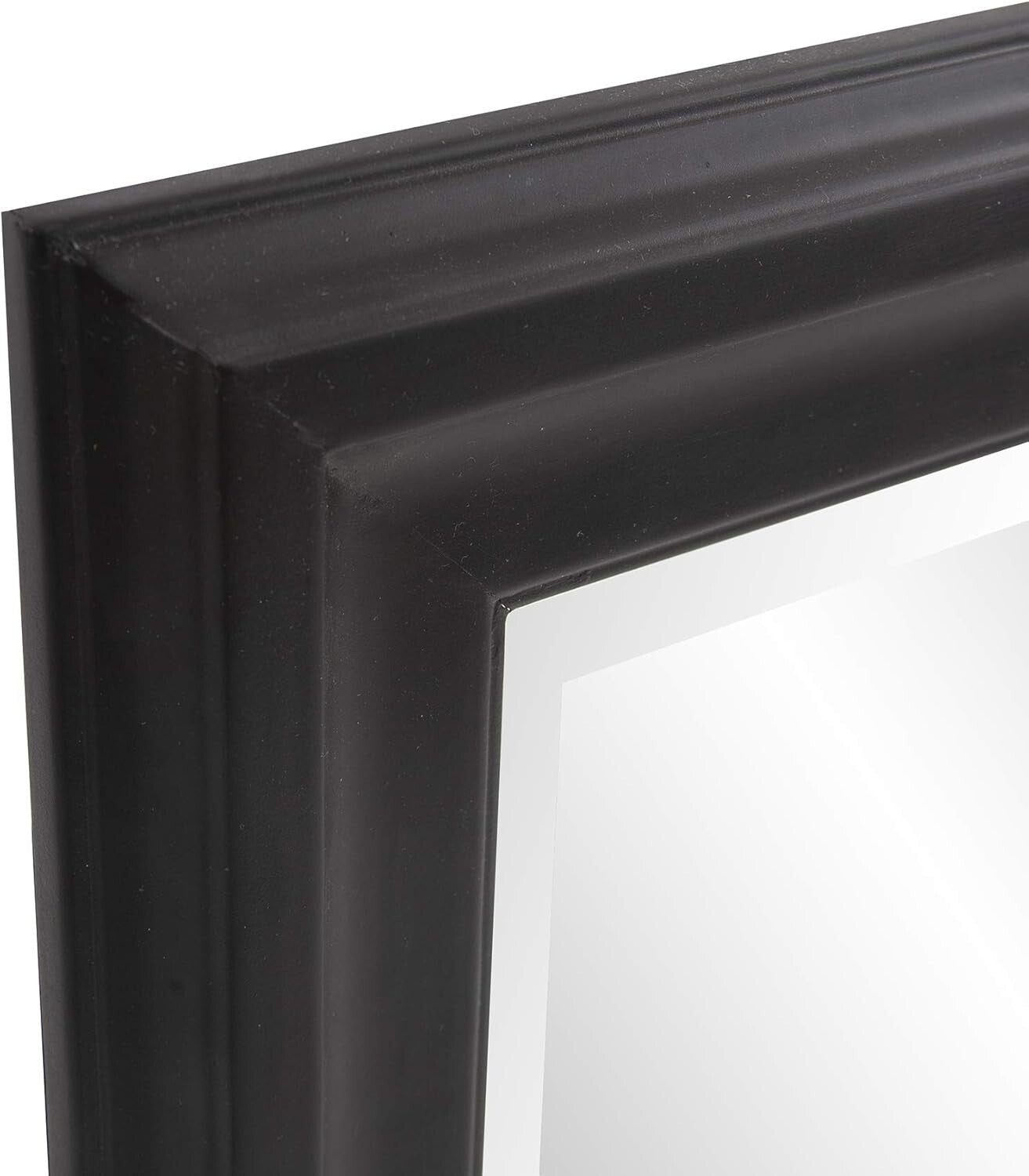 Transitional Rectangular Wall Mirror in Matte Black - Ready to Hang Style