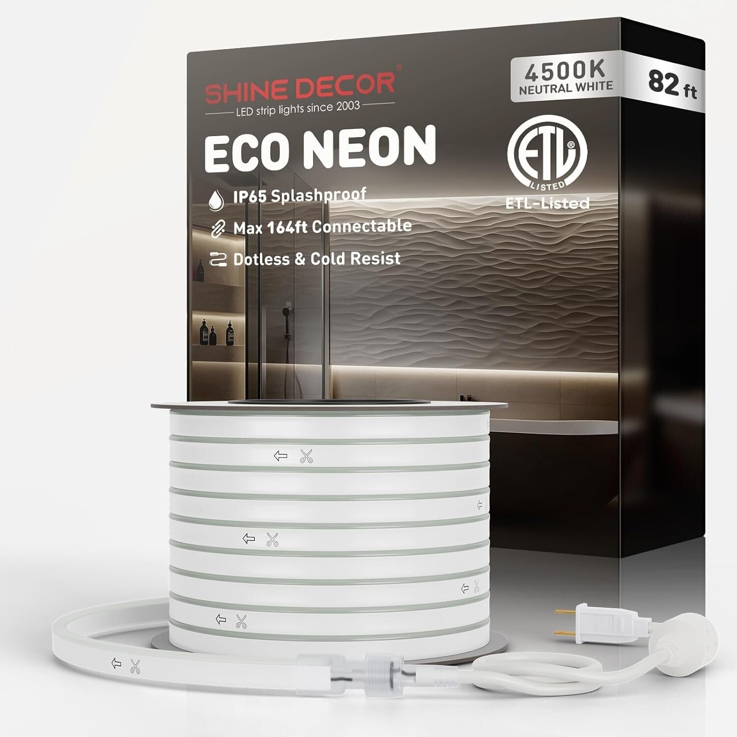 Bright 82FT LED Rope Lights, Connectable & IP65 Certified for Indoor/Outdoor Use