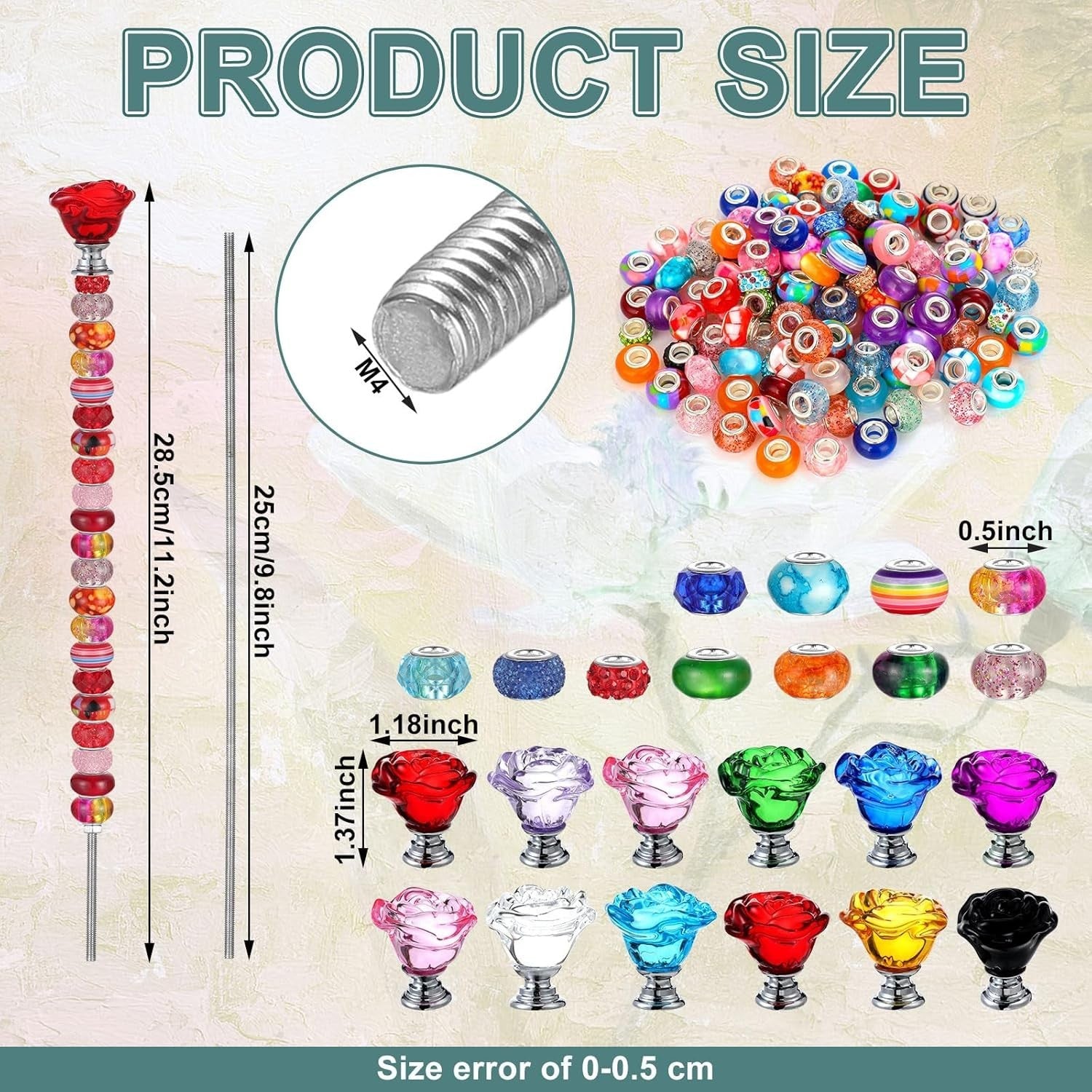 Elegant DIY Garden Decoration: 236 Pcs Beaded Stakes with Crystal Flower Tops