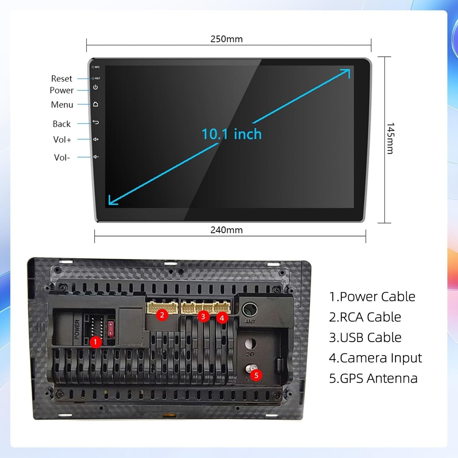 10.1-Inch HD Touchscreen Double Din Car Stereo with GPS & Bluetooth Connectivity
