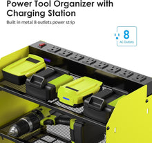 Load image into Gallery viewer, Heavy-Duty Wall Mount Tool Organizer with Hooks and Power Strip - Space Saving