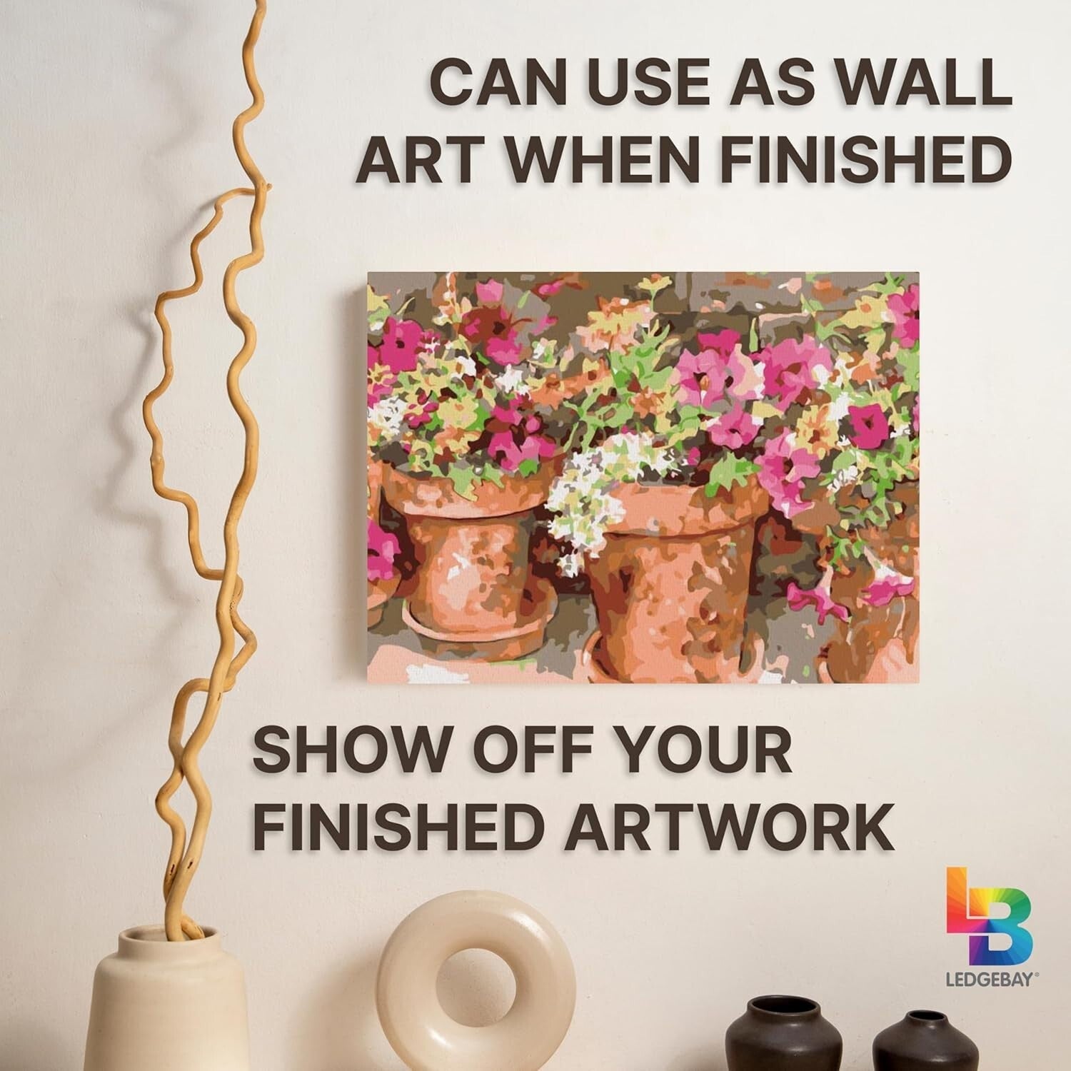 Complete Adult Paint by Numbers Set with Easel - Sweet Petunias 16x20