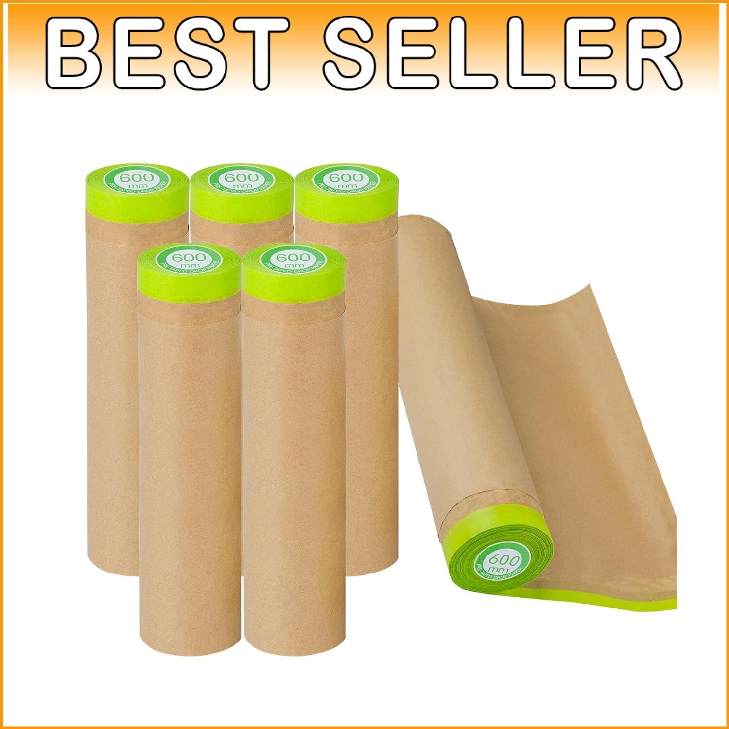 Professional Pre-Taped Masking Roll - 24"x50ft- Strong Adhesive, Clean Removal