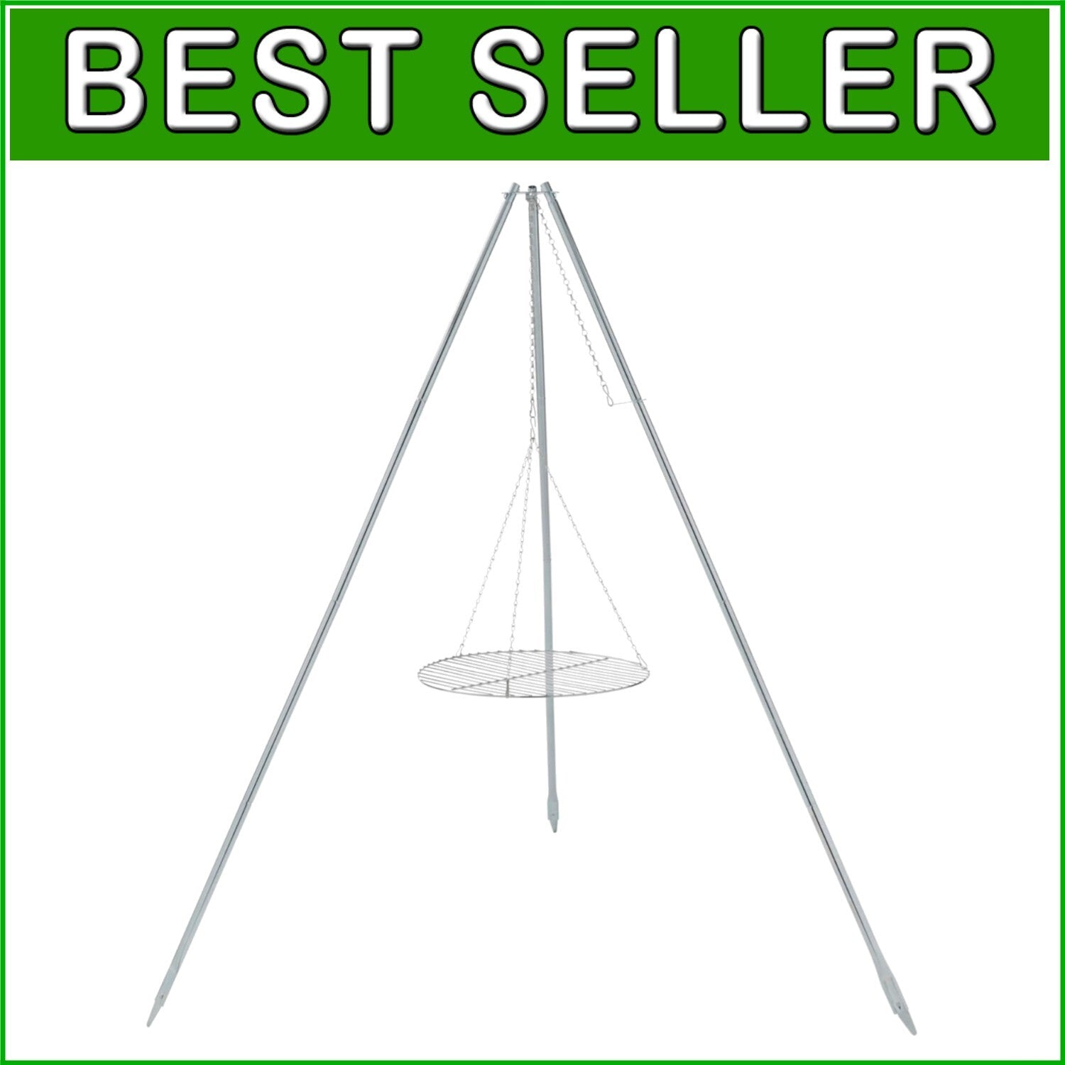 Adjustable Tripod Campfire Grill & Lantern Hanger - Cooking & Lighting Essential