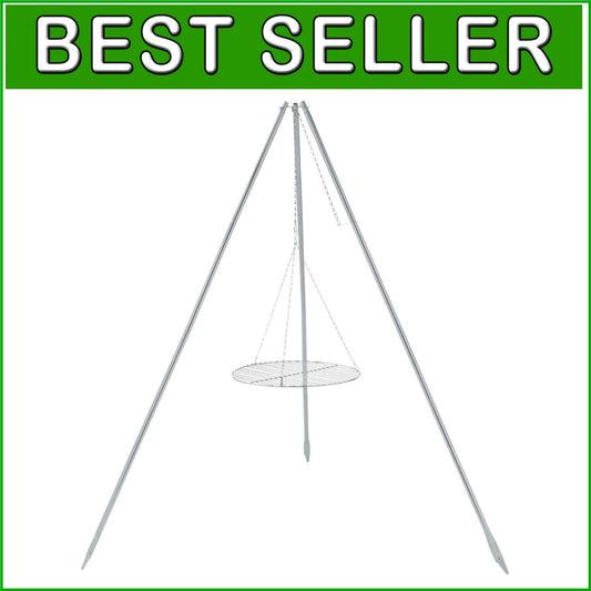 Adjustable Tripod Campfire Grill & Lantern Hanger - Cooking & Lighting Essential