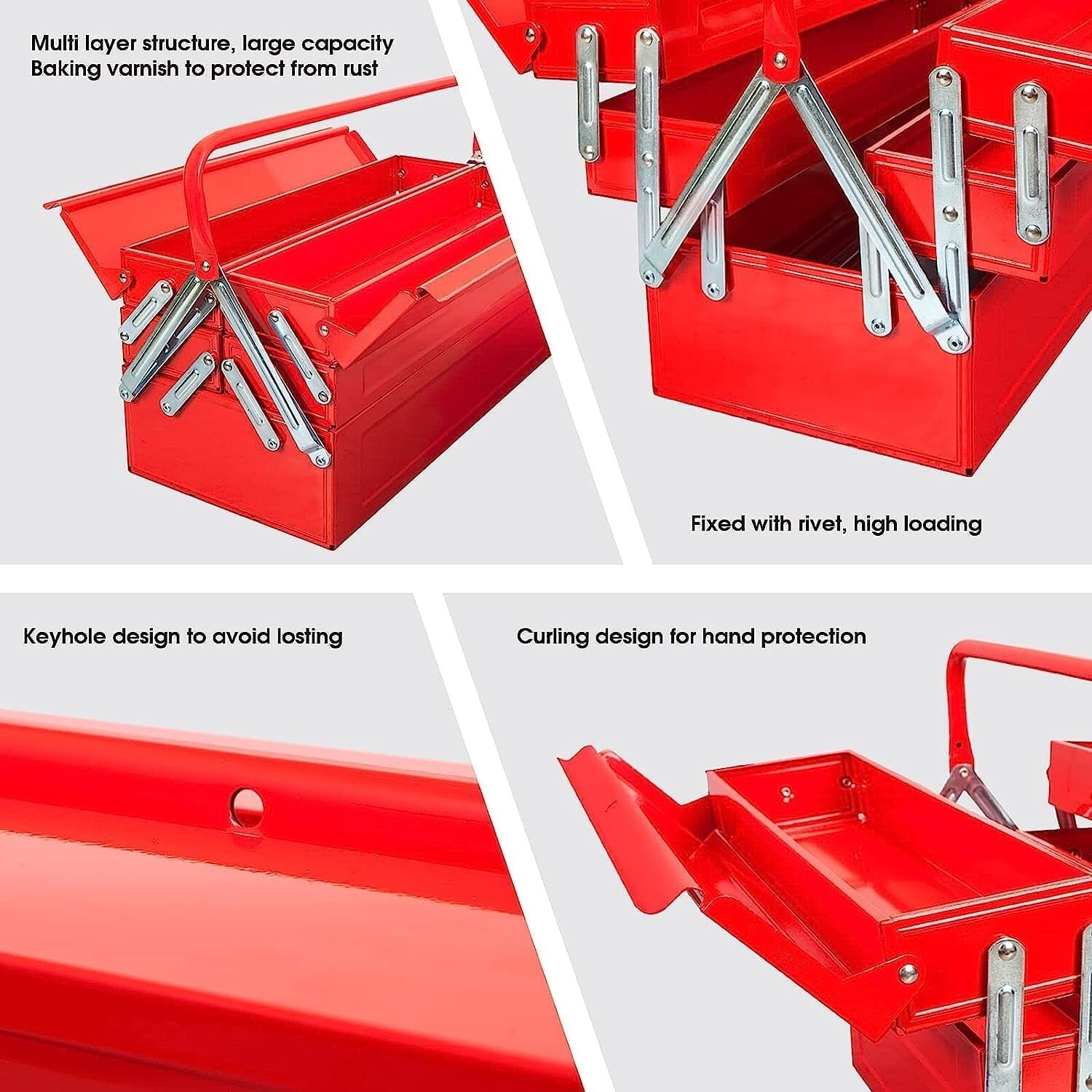 Durable 18-Inch Cantilever Toolbox - Locking Steel Organizer for DIY Projects