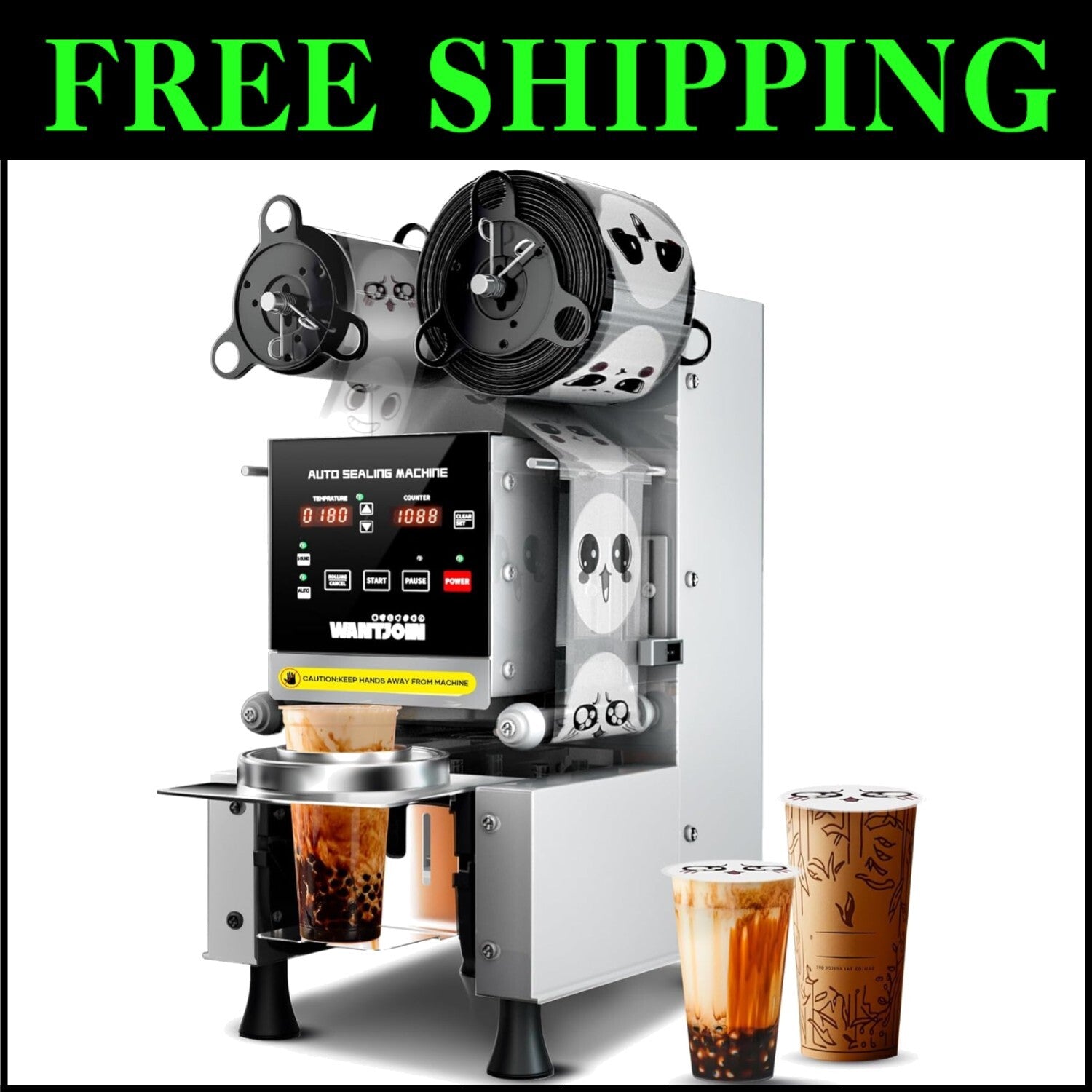 Professional Digital Cup Sealer for Milk Tea & Coffee - 90/95mm, 500-650 Cups/H
