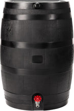 Load image into Gallery viewer, Sleek Black 50-Gallon Eco Rain Barrel for Space-Saving Water Storage